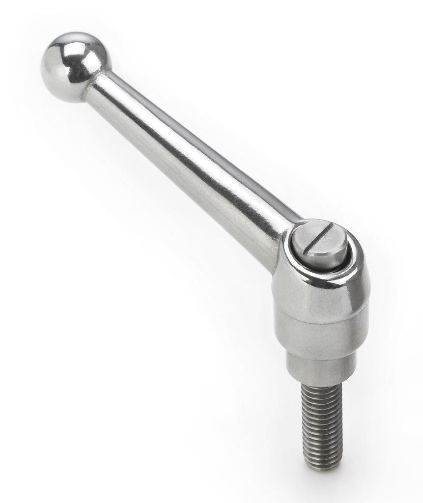Inch Size 2.12 Height Morton Die Cast Zinc Handle Adjustable Clamping Lever with Stainless Steel Screw and Stud 1.97 Stud Length 5/16-18 Thread Size
